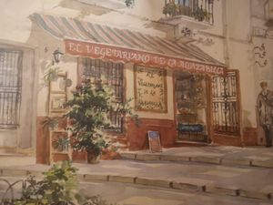 Painting at El Vegetariano de la Alcazabilla in Malaga