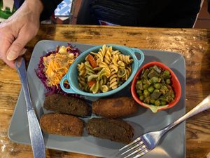 Vegetarian croquettes with three garnishes. at El Vegetariano de la Alcazabilla in Malaga