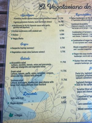 Menu June 2024  at El Vegetariano de la Alcazabilla in Malaga