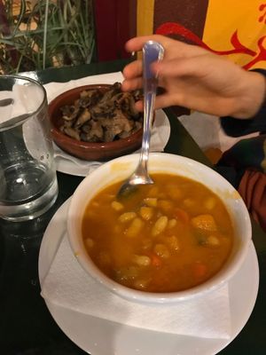 Mushrooms and autumn vegetable stew at El Vegetariano de la Alcazabilla in Malaga