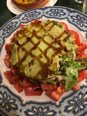 Bite was taken out before could snap a photo of this Alcazaba salad  at El Vegetariano de la Alcazabilla in Malaga
