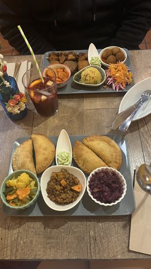 Enpenadas and vegan mix  at El Vegetariano de la Alcazabilla in Malaga