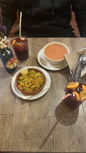 Gazpachio and Paella  at El Vegetariano de la Alcazabilla in Malaga