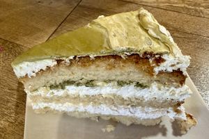 Vegan pistachio cream cake  at El Vegetariano de la Alcazabilla in Malaga