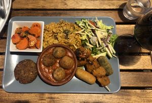 Vegan mix plate at El Vegetariano de la Alcazabilla in Malaga