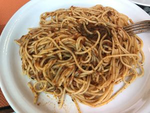 Spaghetti vegano con salsa pesto 🍝  at Comiendo Sano Mi Tienda de la Salud in Mazatlan