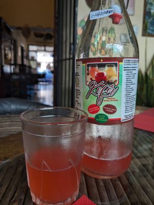 The zazamora (blackberry) water kefir, made in-house. at Comiendo Sano Mi Tienda de la Salud in Mazatlan