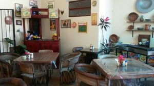 our dining space looking at the indoor courtyard  at Comiendo Sano Mi Tienda de la Salud in Mazatlan