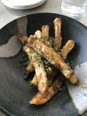 Sticky eggplant sticks 😋 at Aloft in Hobart