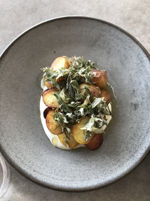 Roast potatoes with sage  at Aloft in Hobart