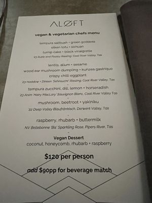 Vegan degustation menu - great value!  at Aloft in Hobart