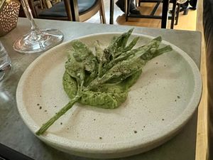 tempura saltbush + green goddess  at Aloft in Hobart