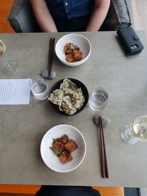 Tapioca and Noro crackers, parsnip squares and mushrooms. Full of flavour at Aloft in Hobart