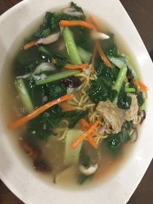 Wet fried noodles  at Gaya Vegetarian in Kota Kinabalu