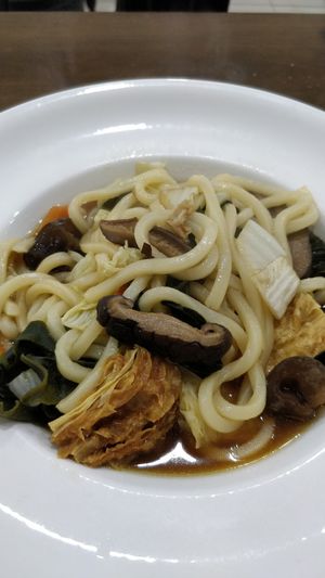 Udon noodles with mushrooms. This was delish! at Gaya Vegetarian in Kota Kinabalu