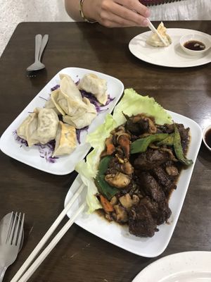 Dumplings and satay lamb at Gaya Vegetarian in Kota Kinabalu