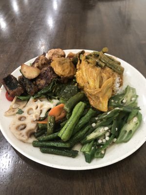 Buffet plate for RM10 at Gaya Vegetarian in Kota Kinabalu