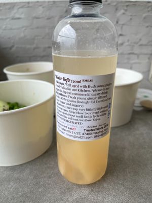 Probiotic Water Kefir (330ml)
100% Natural. Well aged with fresh young ginger. Handcrafted in our kitchen. *please do not expect a typical commercial sugary drink.
 at EAT21 in Petaling Jaya