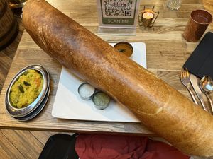 Vegan Paper Masala Dosa  at Herb Restaurant in Leicester