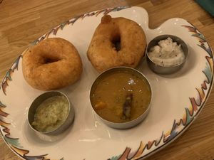 Starter - Lentil doughnuts at Herb Restaurant in Leicester