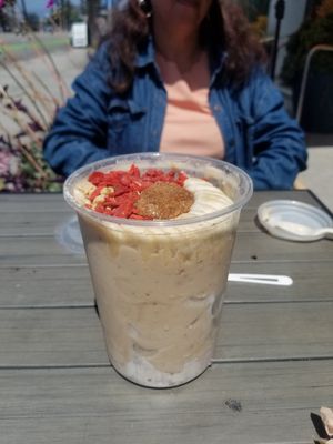 Vegan banana "nice cream" smoothie. So good and really big!! at Earthbar - Ocean Ave in Santa Monica