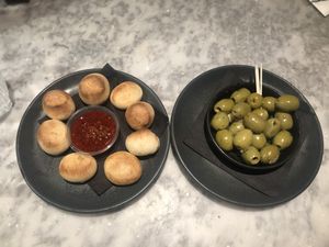 Vegan Dough Balls with Harissa & Olives at Pizza Express in Tamworth