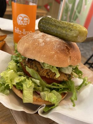 Garden burger made from chickpeas (I think!)  at Edgy Veggy in Sofia