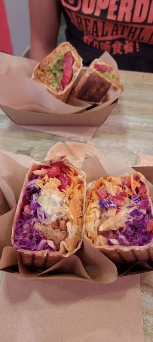 Chickpea wrap and tempeh wrap at Edgy Veggy in Sofia