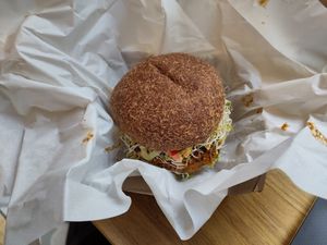 BBQ Tempeh Burger at Edgy Veggy in Sofia