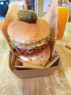 Quinoa burguer at Edgy Veggy in Sofia