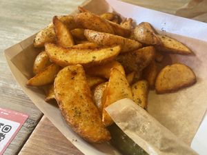 Potato wedges, 6 lev  at Edgy Veggy in Sofia