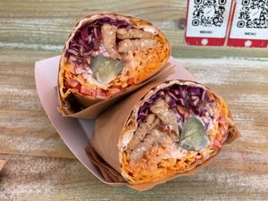 Tempeh burrito, 13 lev  at Edgy Veggy in Sofia