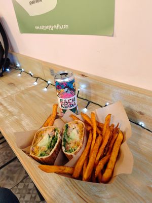 Chick pich burrito at Edgy Veggy in Sofia