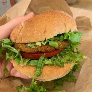 Garden classic burger (13,50 lv) at Edgy Veggy in Sofia