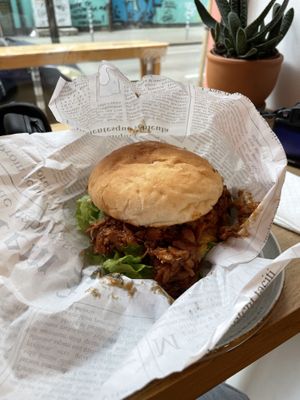 GRILLZilla burger (pulled meat)  at Edgy Veggy in Sofia