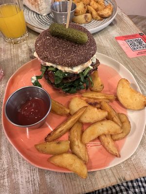 Gluten free bbq tempeh burger   at Edgy Veggy in Sofia