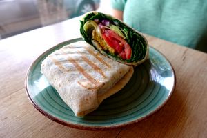 seitan wrap at Edgy Veggy in Sofia