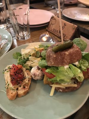 Veggie gluten free burger, coconut cheese balls - just amazing!  at Edgy Veggy in Sofia