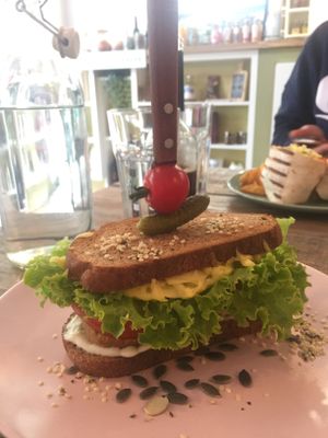 Salami sandwich!  at Edgy Veggy in Sofia