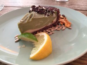 Matcha cake at Edgy Veggy in Sofia