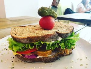 “Salami” sandwich  at Edgy Veggy in Sofia