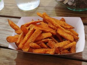 Sweet fried potatos at Edgy Veggy in Sofia