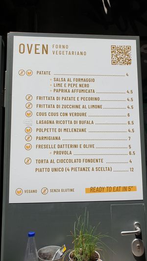 Menue italiano at Oven  in Naples