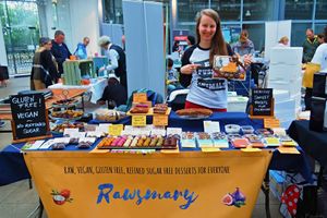 Martina at a vegan festival with her products at Rawsmary in Edinburgh