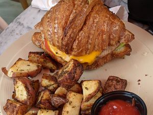 impossible burger croissant meal at L'Artisane Creative Bakery in Coral Gables