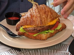 impossible burger croissant at L'Artisane Creative Bakery in Coral Gables
