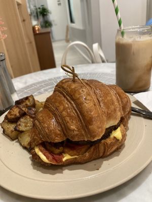 VTE with iced latte  at L'Artisane Creative Bakery in Coral Gables