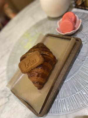 Cookie butter croissant & strawberry macaroons  at L'Artisane Creative Bakery in Coral Gables