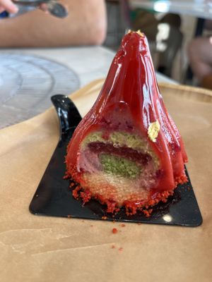 Miss Dior: Strawberry, White Chocolate, Pistachio  at L'Artisane Creative Bakery in Coral Gables