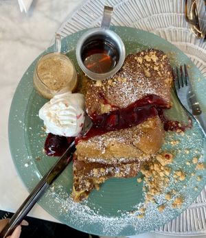 Pain Perdu (French toast, half eaten😆 10/10!)  at L'Artisane Creative Bakery in Coral Gables